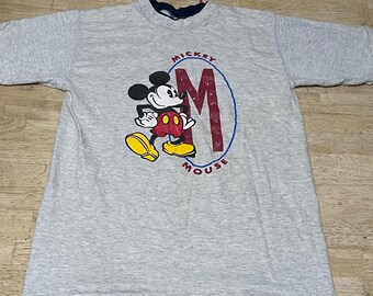 Vintage Mickey Mouse Single Stitch Double Collar Roll Sleeve Shirt Sz Large L.