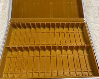 Vintage IMC 30 cassettes porte-valise de rangement en daim marron jaune 6 g.