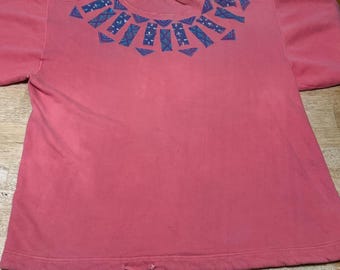 Vintage Actif Sweater Womens Turtleneck Pink Drawstring Sweatshirt One Size.