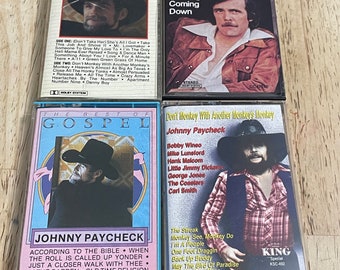 Lot de 4 cassettes de musique country Johnny Paycheck Greatest Hits, S/T.