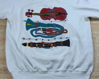 Vintage 90s Utah Symphony Raglan Sweatshirt Sz Medium Hanes 50/50 Music.