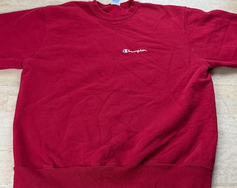 Vintage 80s Champion Reverse Weave Crewneck Sweatshirt Spellout USA Sz XXL Red.