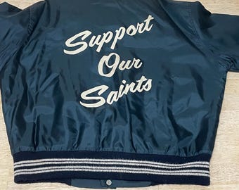 Vintage St Francis, MN Fighting Saints West Wind Satin Jacket Sz Large Made in USA.