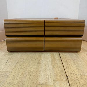 Estuche de almacenamiento de cintas de casete de audio Vintage 80 con 4 cajones, imitación madera *Dañado*