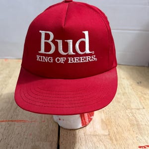 Vintage Bud King Of Beers Budweiser Hat Snapback Baseball Hat Red Stylemaster.