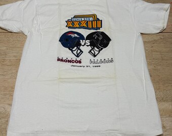 Vintage Atlanta Falcons Denver Broncos Super Bowl XXXIII T Shirt Sz Large 1999.