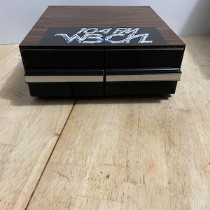 Kenmark 24 Cassette Tape Cabinet 2 Drawer Holder Faux Wood Storage Case WBCN.
