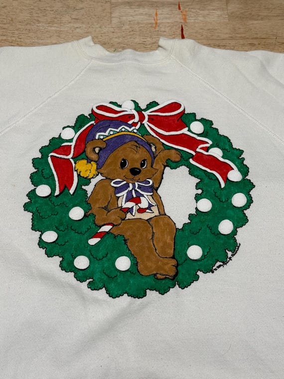 Vintage 90s Home Made Teddy Bear Printable Christ… - image 1