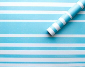 Blue Nautical Stripe Peel & Stick Wallpaper – Self Adhesive Sticky Back Plastic | Waterproof Vinyl Contact Paper | 2m x 45cm