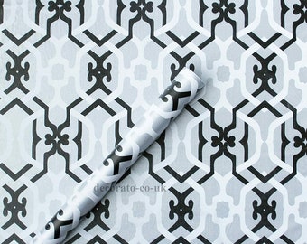 Silver Abstract Fablon, Art Deco Adhesive Wallpaper , STICKY BACK VINYL, 5m x 45cm