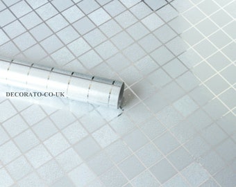 Silver Check Art Deco Sticky Back Plastic - 500cm x 45cm