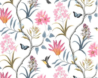 Pretty Floral Sticky Back Plastic Floral Botanical Tree Fablon Art Deco Wallpaper, 500cm x 45cm