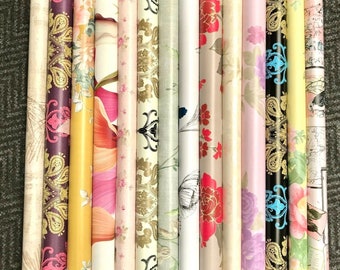 Adhesive Wallpaper Bundle: Floral, Brick & Wood Patterns - 5 Rolls