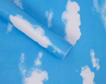 Sky Blue Cloud Wallpaper Feature Wall Art Decor Adhesive PVC Washable Vinyl 5m