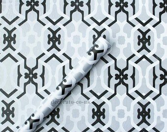 Art Deco Black & Silver Self Adhesive Wallpaper (500cm x 45cm)