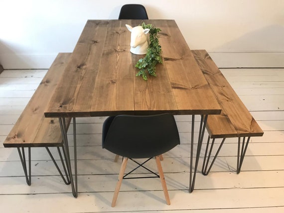 hairpin leg table and bench