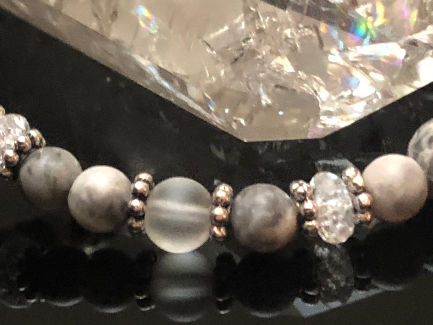 Pink Zebra Jasper & Quartz Just Breathe Bracelet