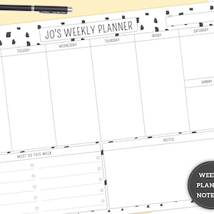 Personalised Weekly Planner Notepad, Desk Pad Planner, A4 or A5 Tearable Pad, Daily Day Organiser, To Do Schedule