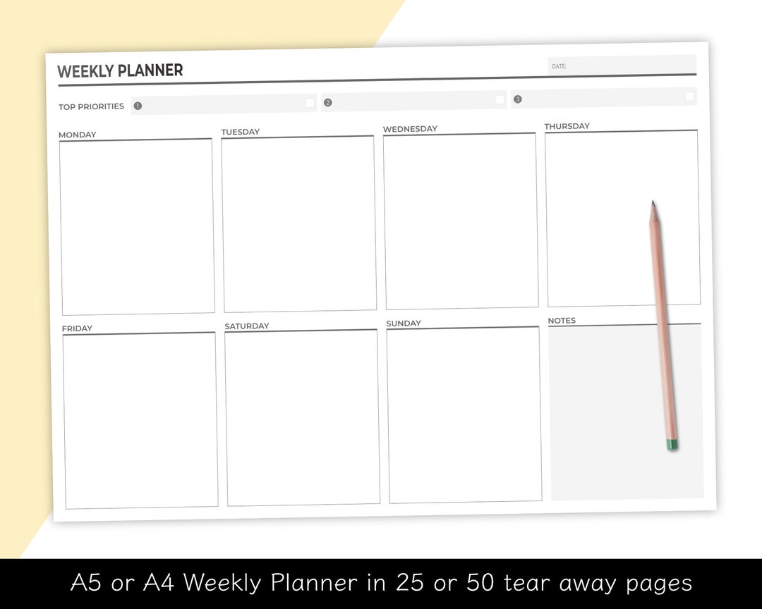 Personalised Weekly Planner Tear off Notepad Desk Pad Planner Day ...
