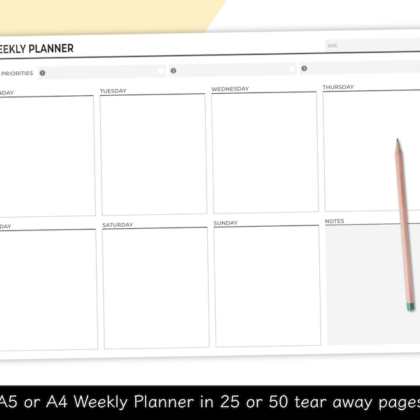 Weekly Planner Pad Etsy