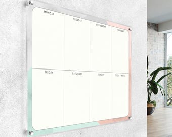 Acrylic Weekly Planner Board – Reusable Whiteboard Wall Calendar | A4 A3 A2 Sizes | Dry Erase Weekly Schedule | Home Office Organization