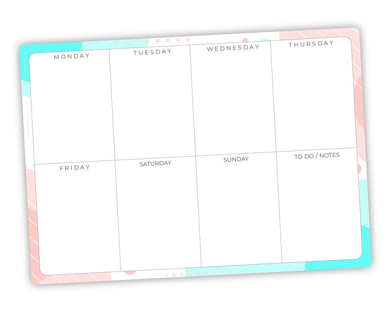 Weekly Dry Wipe Whiteboard A4 Planner Family Planner Meal Etsy