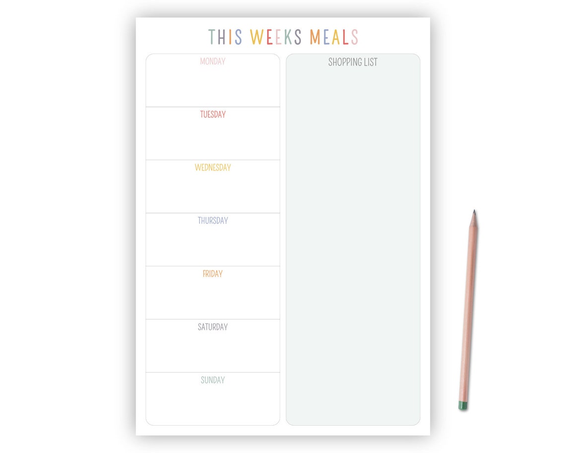 Personalised Meal Planner Notepad Weekly Meal Plan Etsy