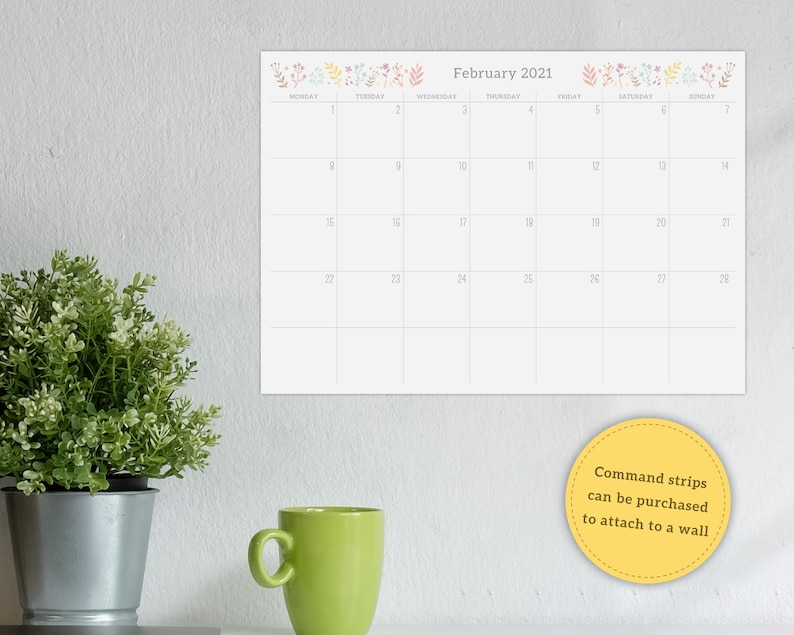 2021-2022-floral-monthly-calendar-notepad-pre-filled-a4-etsy