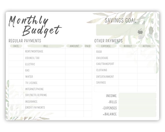 Tableau blanc mensuel du planificateur de budget familial Grand A3