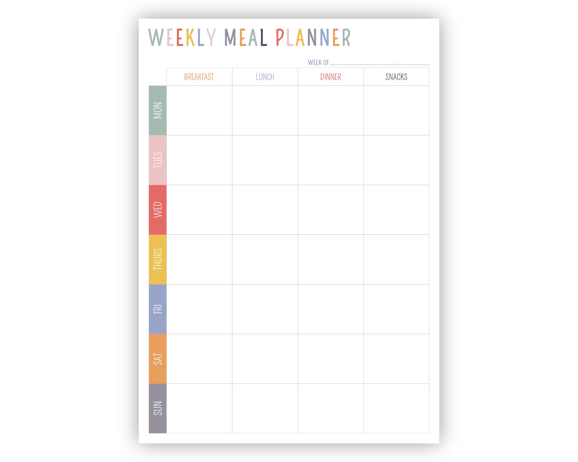 Personalised Weekly Meal Planner Notepad Weekly Meal Plan A4 Etsy