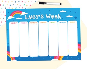 Personalised Children's Weekly Planner/Diary/Schedule Whiteboard