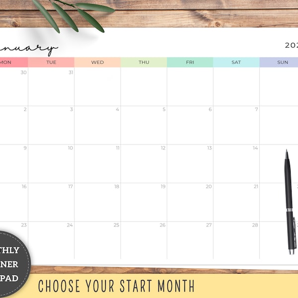 12 Months Monthly Tear-Off Calendar Notepad- A4 Tearable Notepad - Yearly Calendar Planner, To-Do, Goal Tracker, Organiser