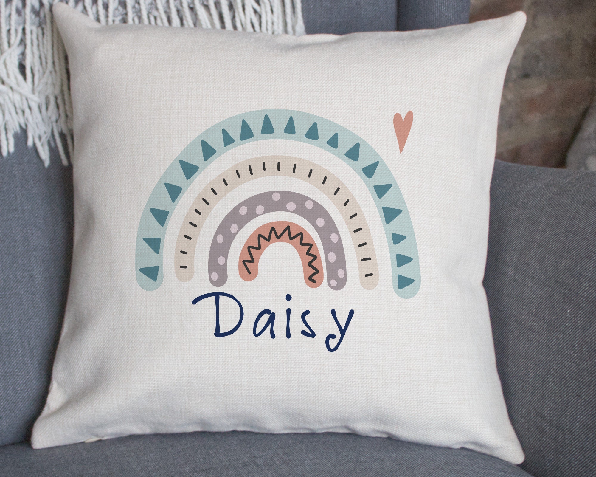 Personalised Rainbow Cushion Cover Personalised Name Rainbow Etsy
