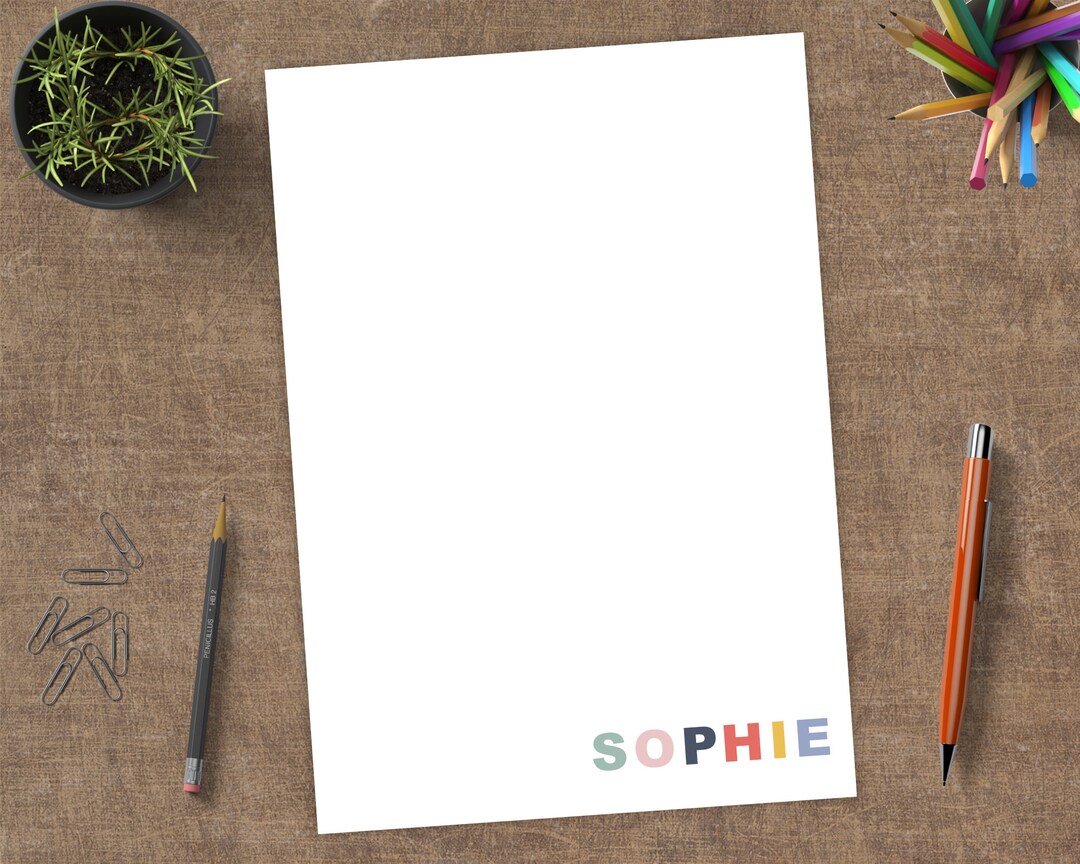 Personalised Rainbow Name Notepad, Custom Notepad With Name, Writing ...