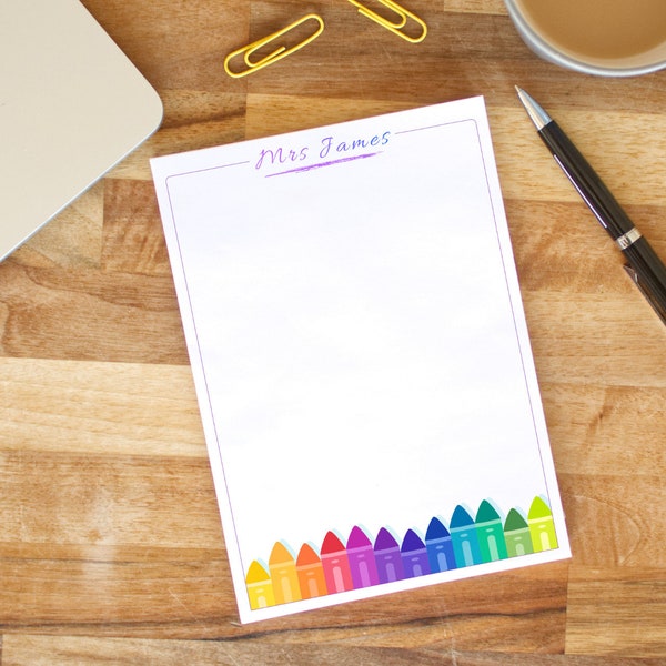 Crayon Leraar Gepersonaliseerde Kladblok | Aangepaste teacher notepad | Gepersonaliseerde briefpapier | Schrijfblok | Cadeaus voor | Eindejaarsgeschenk