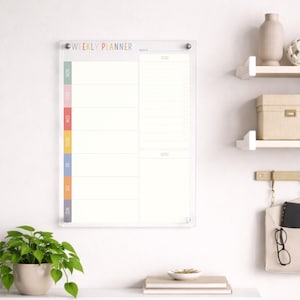 Personalised Acrylic Weekly Planner Board – Dry Wipe Whiteboard with To Do List and notes, Custom Family Wall Organiser