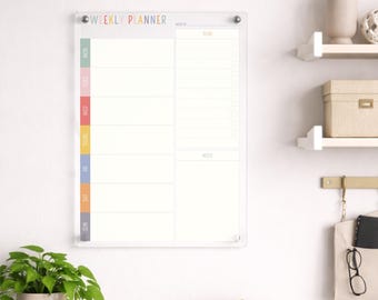 Personalised Acrylic Weekly Planner Board – Dry Wipe Whiteboard with To Do List and notes, Custom Family Wall Organiser