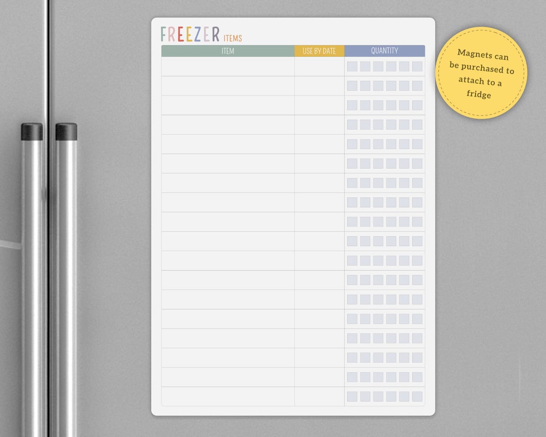 Freezer Stock Inventory List Whiteboard, Freezer Quantity Dry Wipe White Board, Freezer Food
