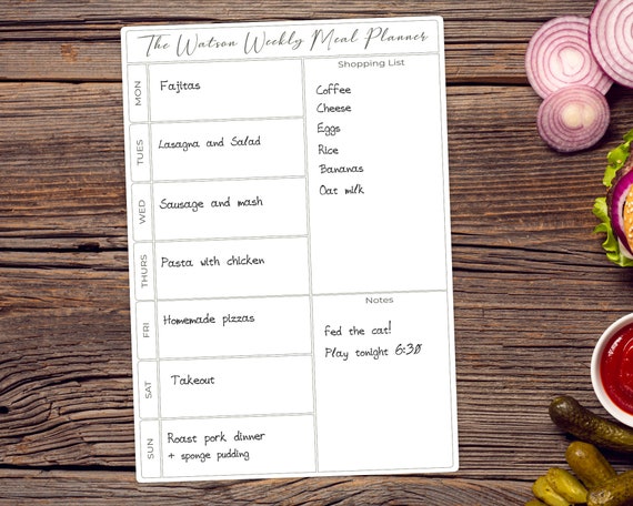 Dinner A4 Whiteboard Personalised Weekly Family Menu Meal Planner Dinner A4 Whiteboard Personalised Weekly Family Menu Meal Planner