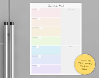 Dry Wipe Whiteboard Weekly Family Menu Meal Planner Board with dry wipe pen included.