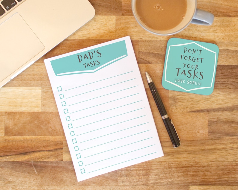 A5 tear off pad Father/'s day gift set Dad/'s tasks gift set To Do List Notepad Notepad and coaster set Father/'s Day Notepad