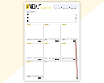 Weekly Planner Notepad | Desk Pad Planner | To Do List Notepad |A4 or A5 Desk Planner | Weekly Agenda & Organiser | Water and Exercise Plan
