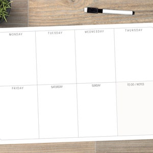 Personalised Weekly Planner Whiteboard, Family Planner Dry Wipe, Meal Planner, Fridge Planner, Dry Erase Board, To Do A4 Weekly Schedule