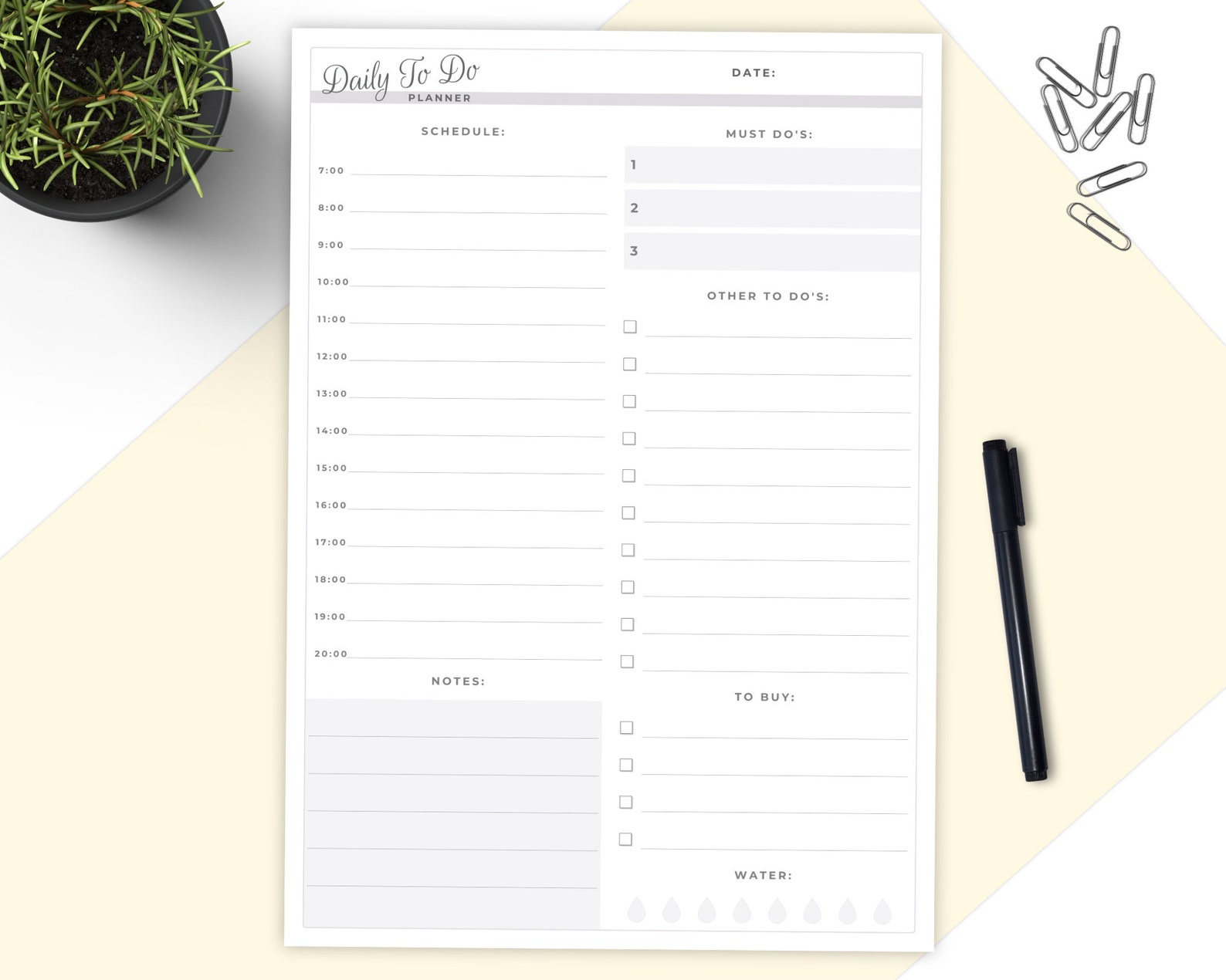 Daily Planner Printable Pad Personalised Schedule Todo A4 or Etsy