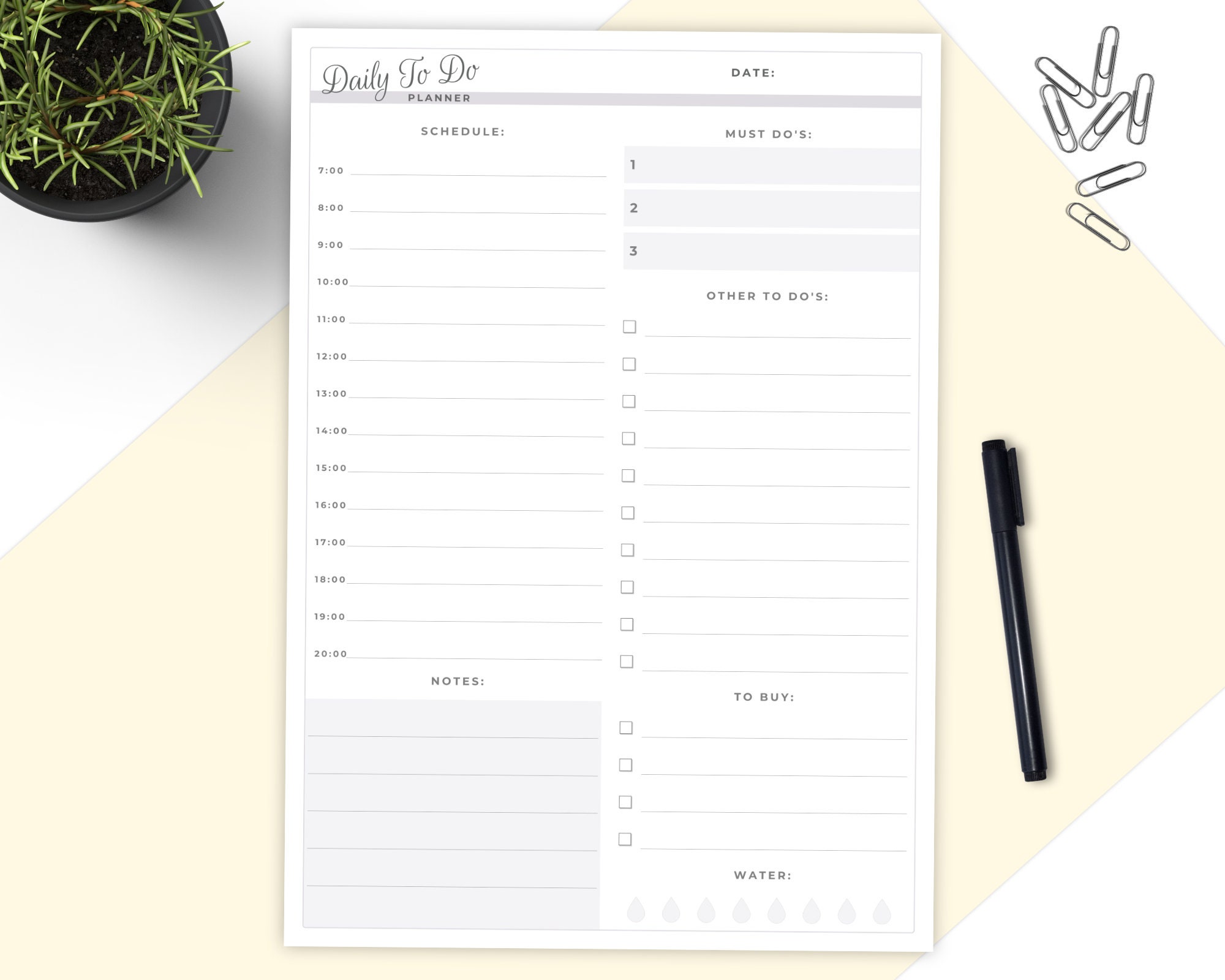 Daily Planner Printable Pad Personalised Schedule ToDo A4 or Etsy