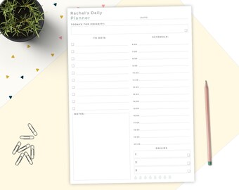 Daily Planner Notepad, Desk Pad Daily Planner, A4 Daily Schedule, Daily Agenda & Organiser, Productivity Planner 25 or 50 Tear Off Sheets