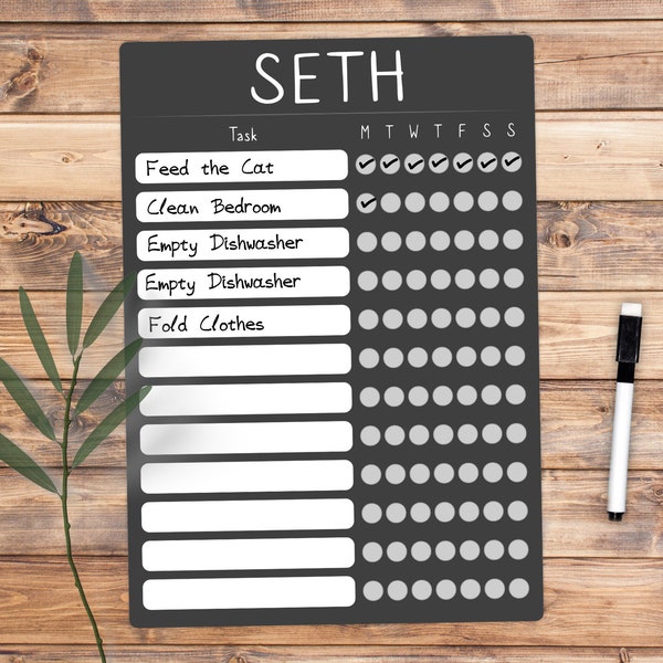 Personalised Chore Chart Whiteboard | Daily Responsibilities Chart for Kids | Custom Reward Chart Dry Erase Board | Chore List | Job Chart