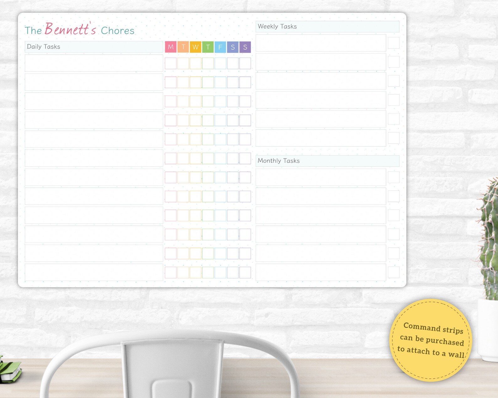 Personalised Family Dry Wipe Whiteboard Chore Chart A3 | Etsy
