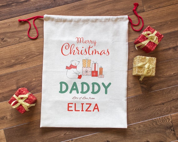 Christmas Santa Sack Gift BagFirst Christmas as a DaddyPersonalised 