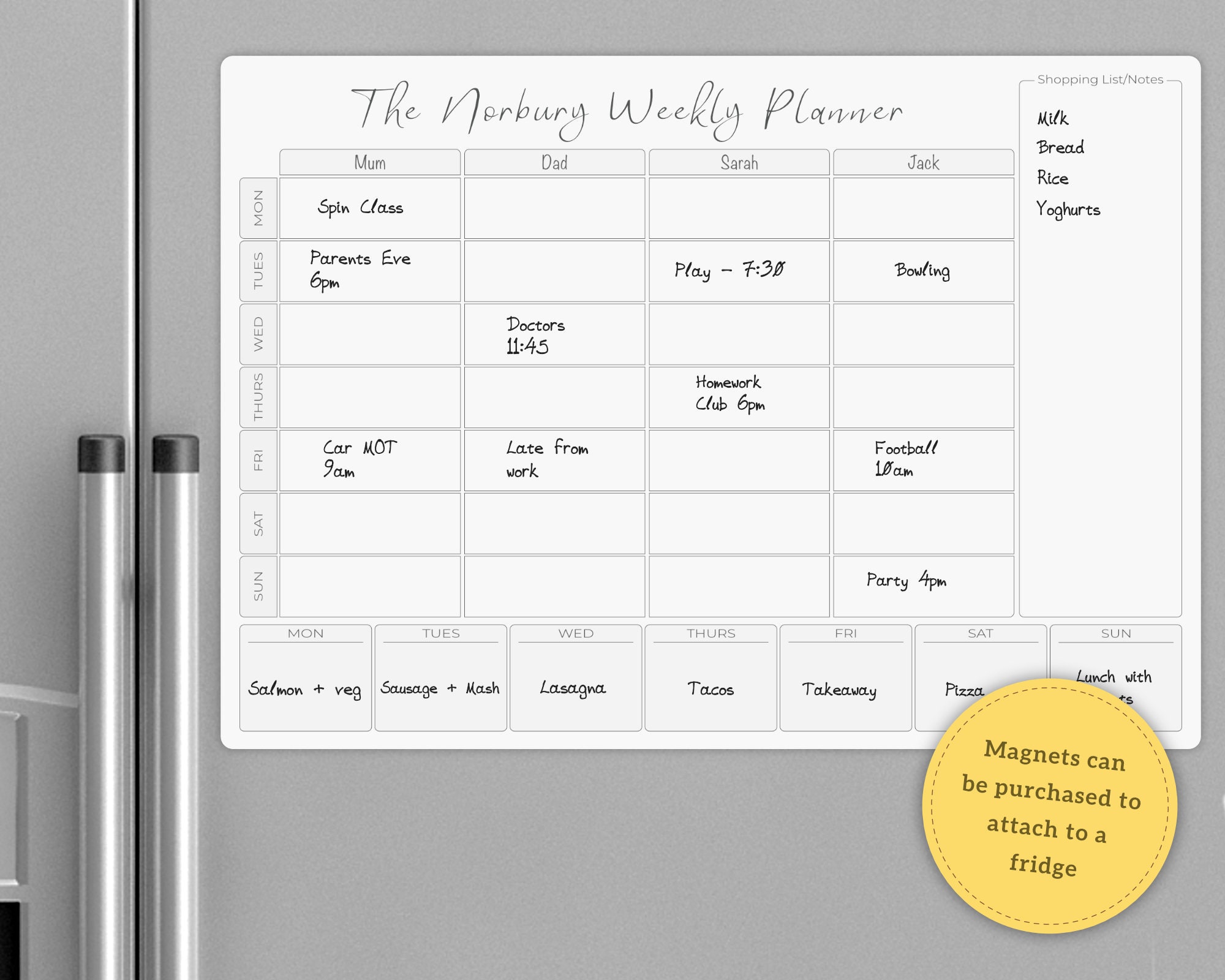 Personalised Weekly Wall Planner Whiteboard A3 Family Dry Etsy UK